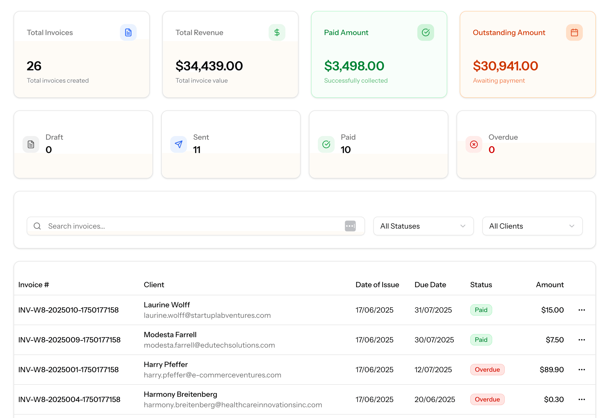 Billing interface light