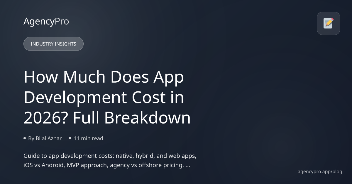 How Much Does App Development Cost in 2026? Full Breakdown