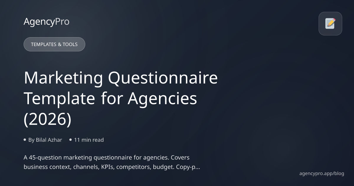 Marketing Questionnaire Template for Agencies (2026)
